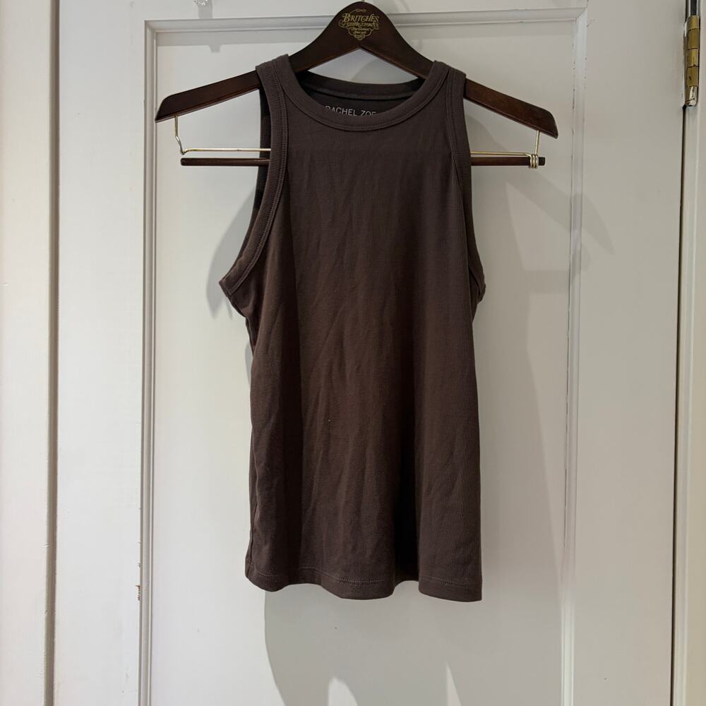 Rachel Zoe Ribbed Fitted Tank Top Mocha Brown Size Medium - Picture 2 of 7